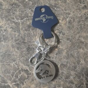Universal Studios Jurassic Park T-Rex Keyring Keychain Bag Charm Silver Tone NWT